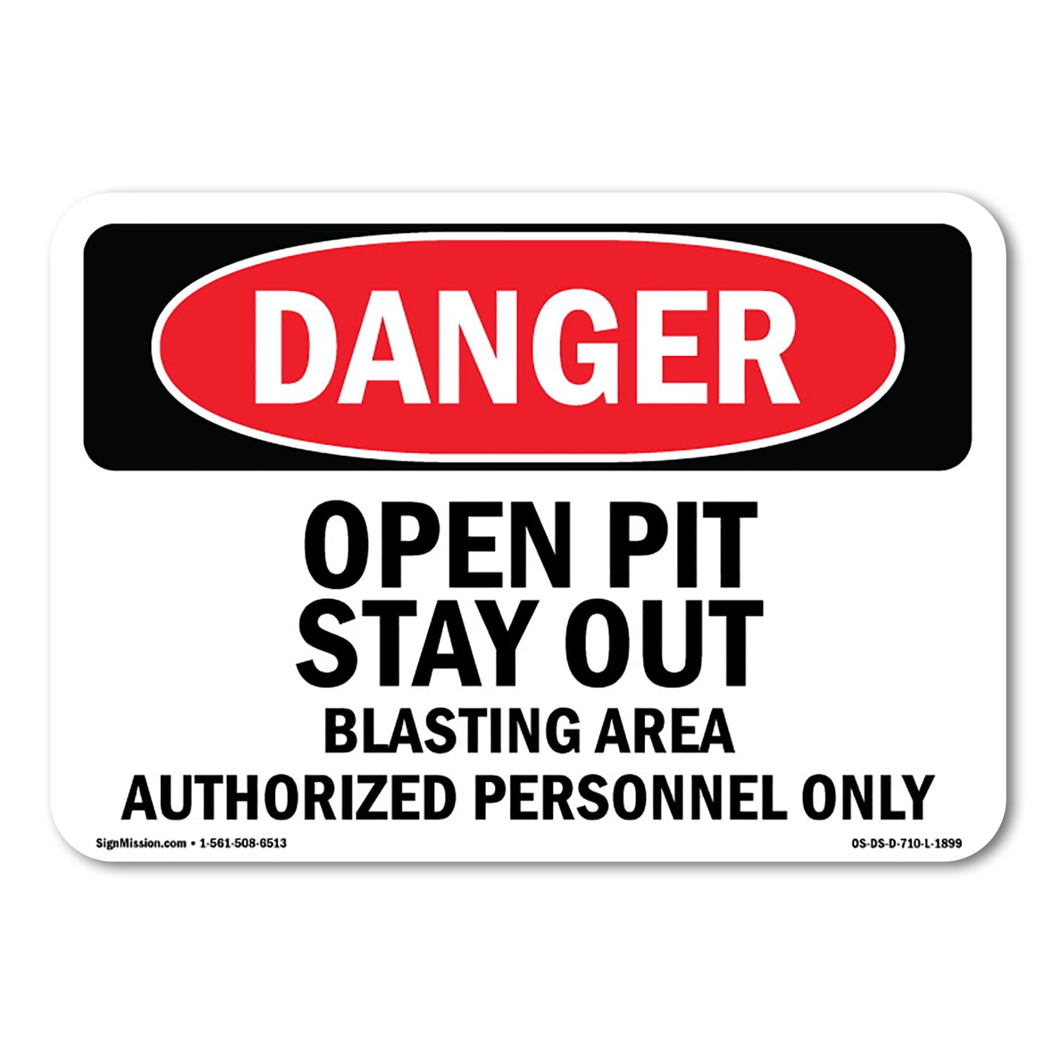 SignMission OS-DS-A-1824-L-1899 18 x 24 in. OSHA Danger Sign - Open Pit ...
