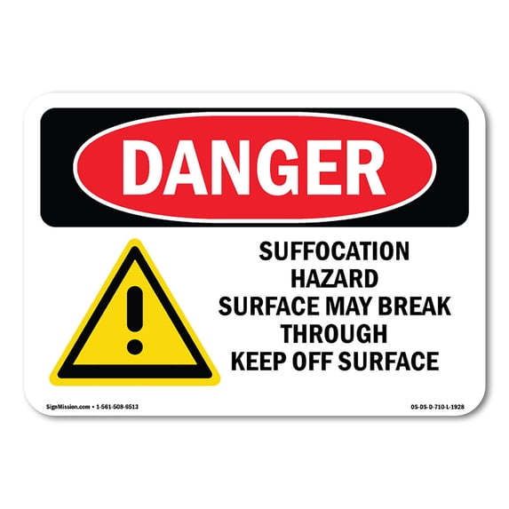 SignMission OS-DS-A-1824-L-1928 18 x 24 in. OSHA Danger Sign - Suffocation Hazard