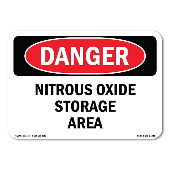 OSHA Danger Sign - Nitrous Oxide Storage Area | Aluminum Sign | Protect Your Business, Construction Site, Warehouse & Shop Area | Made in The USA