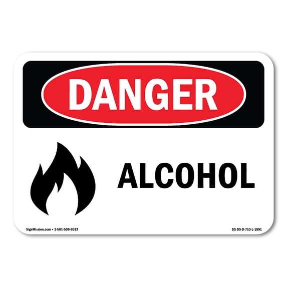 SignMission OS-DS-A-1824-L-1991 18 x 24 in. OSHA Danger Sign - Alcohol