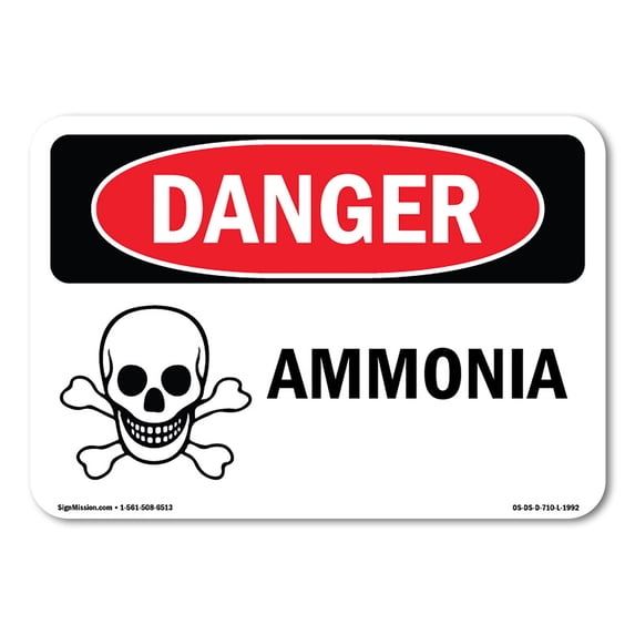 SignMission OS-DS-A-1824-L-1992 18 x 24 in. OSHA Danger Sign - Ammonia
