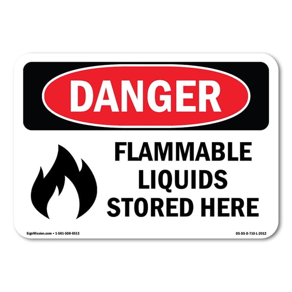 SignMission OS-DS-A-1824-L-2012 18 x 24 in. OSHA Danger Sign - Flammable Liquids Stored Here