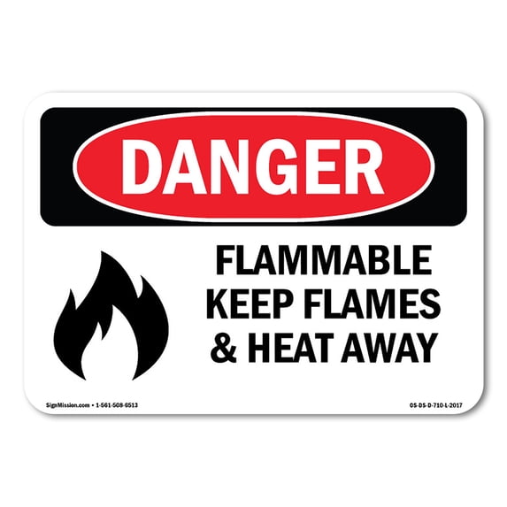 OSHA Danger Sign - Flammable Keep Flames And Heat Away | Aluminum Sign | Protect Your Business, Construction Site, Warehouse & Shop Area | Made in The USA