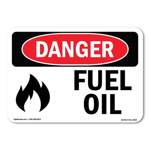 SignMission OS-DS-A-1824-L-2019 18 x 24 in. OSHA Danger Sign - Fuel Oil