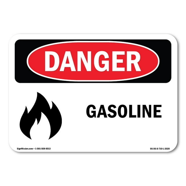 SignMission OS-DS-A-1824-L-2020 18 x 24 in. OSHA Danger Sign - Gasoline