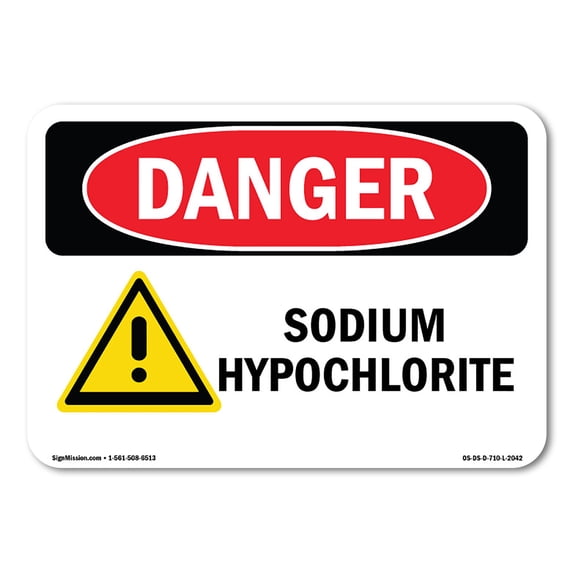 SignMission OS-DS-A-1824-L-2042 18 x 24 in. OSHA Danger Sign - Sodium Hypochlorite
