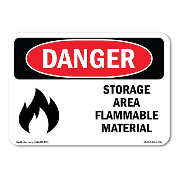 SignMission OS-DS-A-1824-L-2043 18 x 24 in. OSHA Danger Sign - Storage Area Flammable Material
