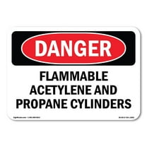 SignMission OS-DS-A-1824-L-2053 18 x 24 in. OSHA Danger Sign - Flammable Acetylene & Propane Cylinders