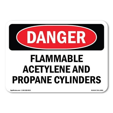 SignMission OS-DS-A-1824-L-2053 18 x 24 in. OSHA Danger Sign - Flammable Acetylene & Propane Cylinders