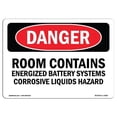 thumbnail image 1 of OSHA Danger Sign - Room Contains Energized Battery Systems |  Aluminum Sign | Protect Your Business, Construction Site, Shop Area |  Made in The USA, 1 of 6