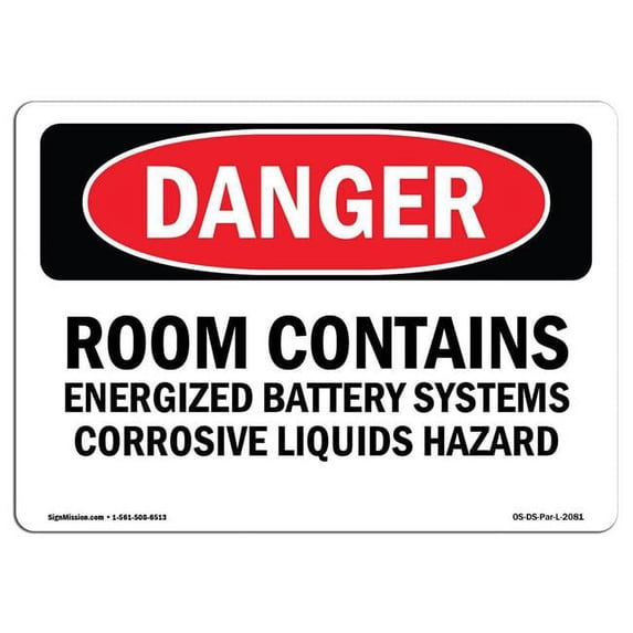 OSHA Danger Sign - Room Contains Energized Battery Systems | Aluminum Sign | Protect Your Business, Construction Site, Shop Area | Made in The USA