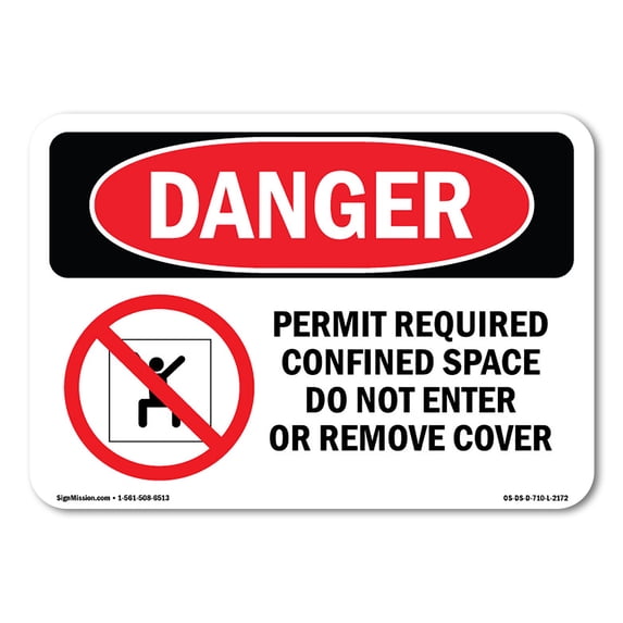 SignMission OS-DS-A-1824-L-2172 18 x 24 in. OSHA Danger Sign - Permit Required Confined