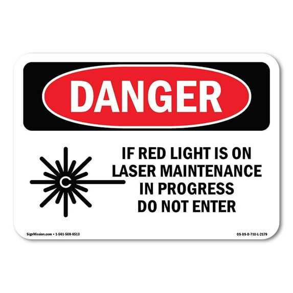SignMission OS-DS-A-1824-L-2179 18 x 24 in. OSHA Danger Sign - If Red Light is on Laser
