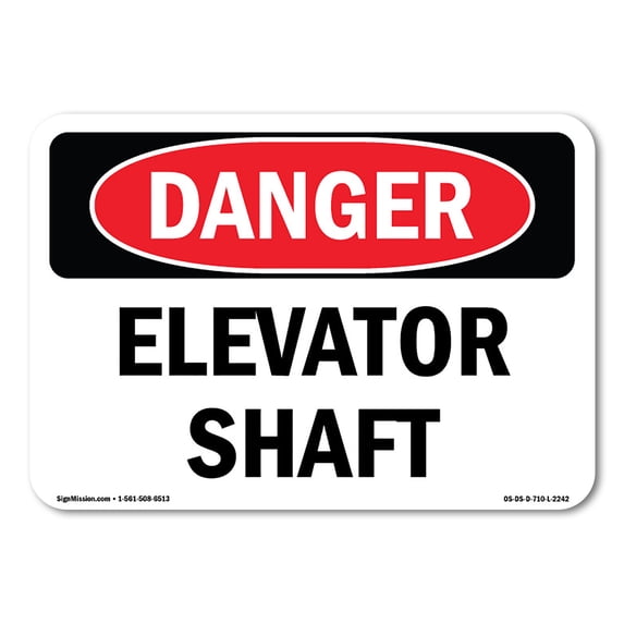 SignMission OS-DS-A-1824-L-2242 18 x 24 in. OSHA Danger Sign - Elevator Shaft