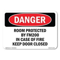 SignMission OS-DS-A-1824-L-2271 18 x 24 in. OSHA Danger Sign - Room Protected by FM200 in Case of Fire
