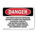 thumbnail image 1 of OSHA Danger Sign - This Room Contains Energized Battery Systems |  Aluminum Sign | Protect Your Business, Construction Site, Shop Area |  Made in The USA, 1 of 6