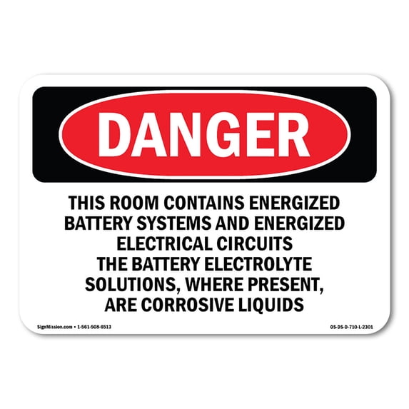 OSHA Danger Sign - This Room Contains Energized Battery Systems | Aluminum Sign | Protect Your Business, Construction Site, Shop Area | Made in The USA