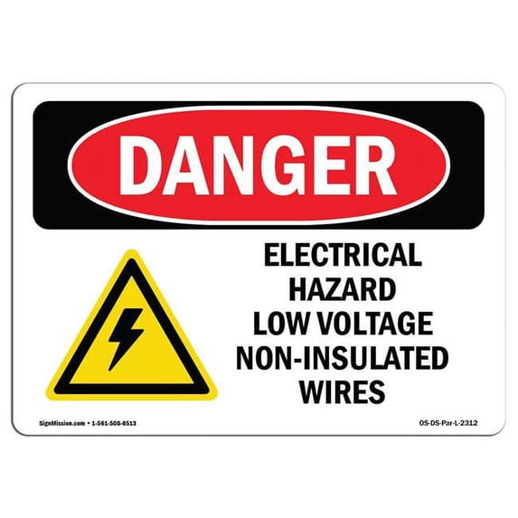 SignMission OS-DS-A-1824-L-2312 18 x 24 in. OSHA Danger Sign - Electrical Hazard Low Voltage