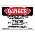 thumbnail image 1 of SignMission OS-DS-A-1824-L-2352 18 x 24 in. OSHA Danger Sign - Flammable or Explosive Static Spark Could, 1 of 6