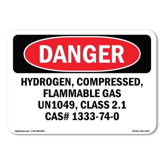 OSHA Danger Sign - Hydrogen Compressed Flammable Gas Un1049 | Aluminum Sign | Protect Your Business, Construction Site, Shop Area | Made in The USA