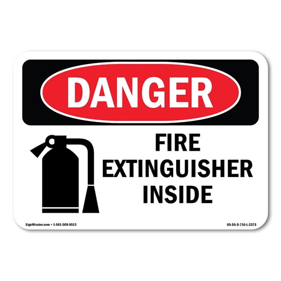 SignMission OS-DS-A-1824-L-2373 18 x 24 in. OSHA Danger Sign - Fire Extinguisher Inside