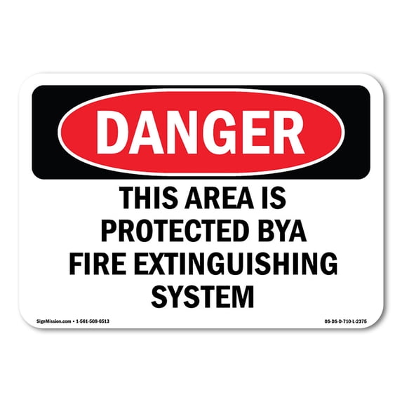 SignMission OS-DS-A-1824-L-2375 18 x 24 in. OSHA Danger Sign - This Area is Protected by A Fire Extinguishing