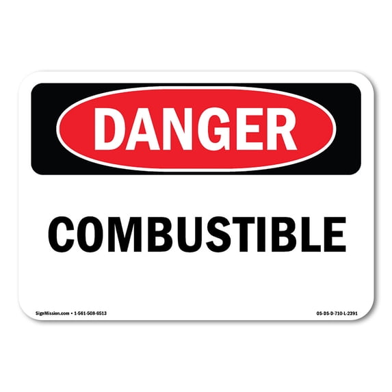 SignMission OS-DS-A-1824-L-2391 18 x 24 in. OSHA Danger Sign - Combustible