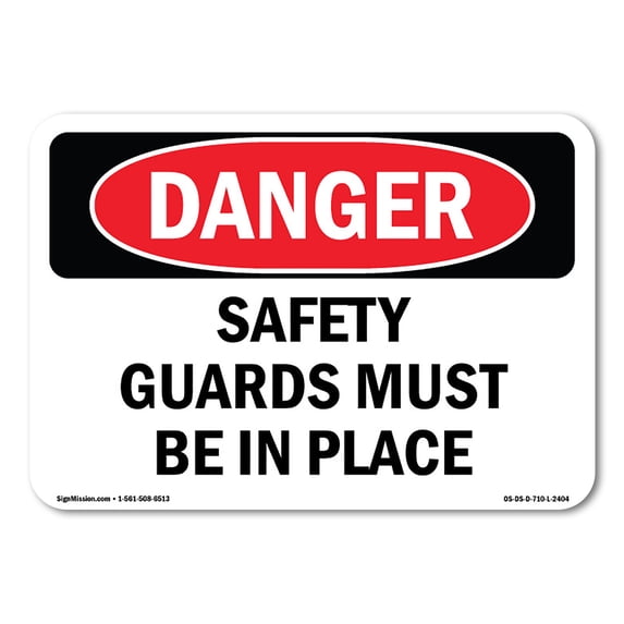 SignMission OS-DS-A-1824-L-2404 18 x 24 in. OSHA Danger Sign - Safety Guards Must Be in Place