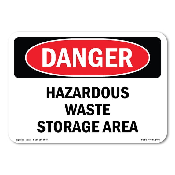 SignMission OS-DS-A-1824-L-2406 18 x 24 in. OSHA Danger Sign - Hazardous Waste Storage Area