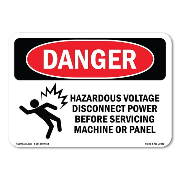 OSHA Danger Sign - Hazardous Voltage Disconnect | Aluminum Sign | Protect Your Business, Construction Site, Warehouse & Shop Area | Made in The USA