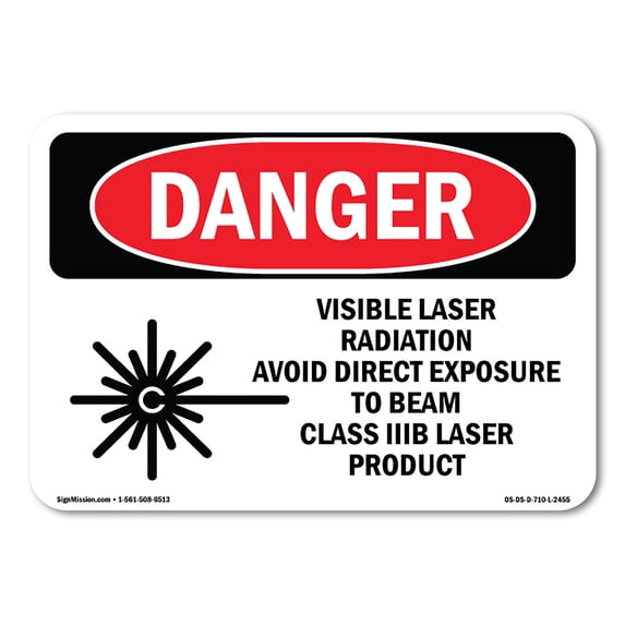 SignMission OS-DS-A-1824-L-2455 18 x 24 in. OSHA Danger Sign - Visible Laser Radiation Avoid