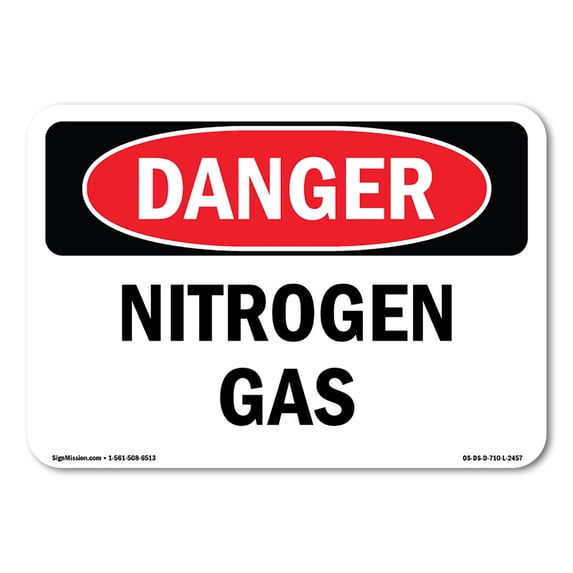 SignMission OS-DS-A-1824-L-2457 18 x 24 in. OSHA Danger Sign - Nitrogen Gas