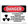 thumbnail image 1 of SignMission OS-DS-A-1824-L-2465 18 x 24 in. OSHA Danger Sign - CT Scanner Emits Radiation Do Not Open This Door, 1 of 6