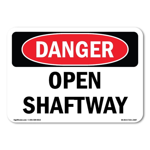 SignMission OS-DS-A-1824-L-2487 18 x 24 in. OSHA Danger Sign - Open Shaftway