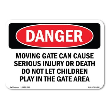 SignMission OS-DS-A-1824-L-2508 18 x 24 in. OSHA Danger Sign - Moving Gate Can Cause Serious Injury or Death