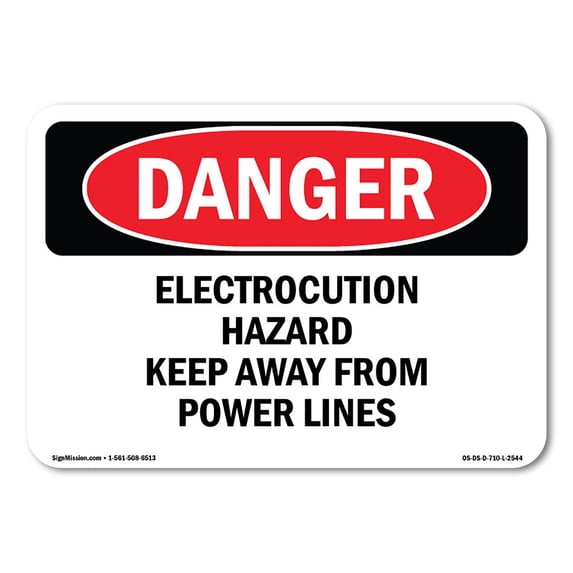 SignMission OS-DS-A-1824-L-2544 18 x 24 in. OSHA Danger Sign - Electrocution Hazard Keep Away From Power Lines