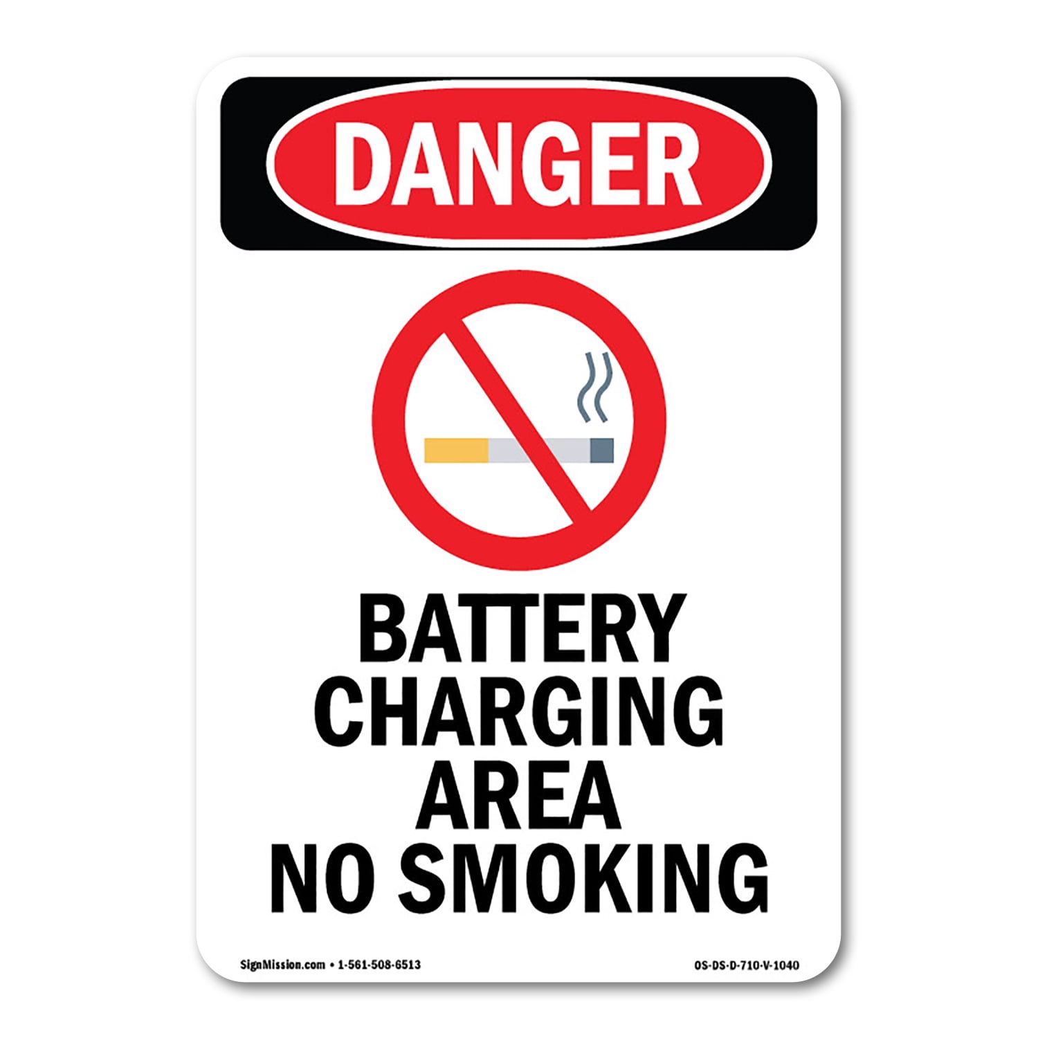 SignMission OS-DS-A-1824-V-1040 18 x 24 in. OSHA Danger Sign - Battery ...