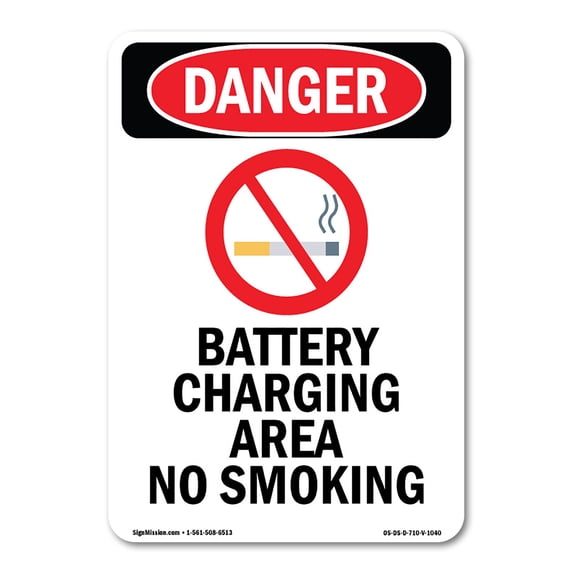 SignMission OS-DS-A-1824-V-1040 18 x 24 in. OSHA Danger Sign - Battery Charging Area