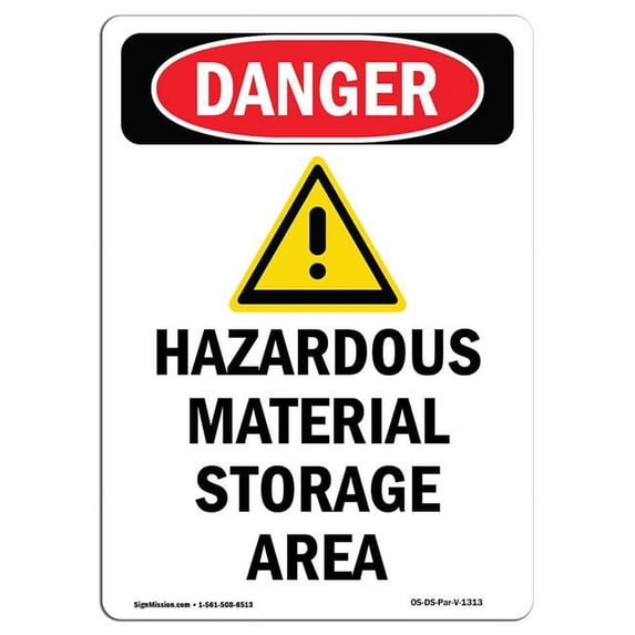 SignMission OS-DS-A-1824-V-1313 18 x 24 in. OSHA Danger Sign - Hazardous Material