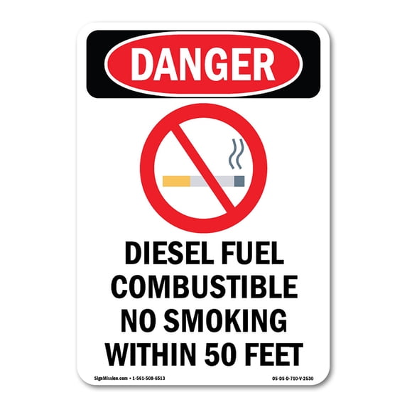 SignMission OS-DS-A-1824-V-2530 18 x 24 in. OSHA Danger Sign - Diesel Fuel Combustible