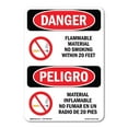 thumbnail image 1 of SignMission OS-DS-A-1824-VS-1248 18 x 24 in. OSHA Danger Sign - Flammable Material No Smoking Bilingual, 1 of 6