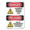 thumbnail image 1 of SignMission OS-DS-A-1824-VS-1313 18 x 24 in. OSHA Danger Sign - Hazardous Material Storage Area Bilingual, 1 of 6