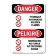 thumbnail image 1 of SignMission OS-DS-A-1824-VS-1371 18 x 24 in. OSHA Danger Sign - Hydrogen No Smoking No Open Flames Bilingual, 1 of 6