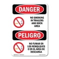thumbnail image 1 of SignMission OS-DS-A-1824-VS-1472 18 x 24 in. OSHA Danger Sign - No Smoking in Trailers Dock Bilingual, 1 of 6