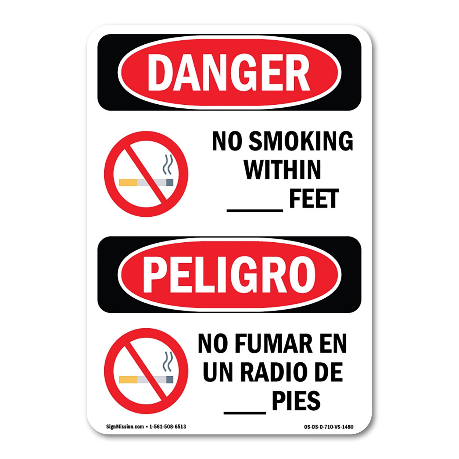SignMission OS-DS-A-1824-VS-1480 18 x 24 in. OSHA Danger Sign - No ...