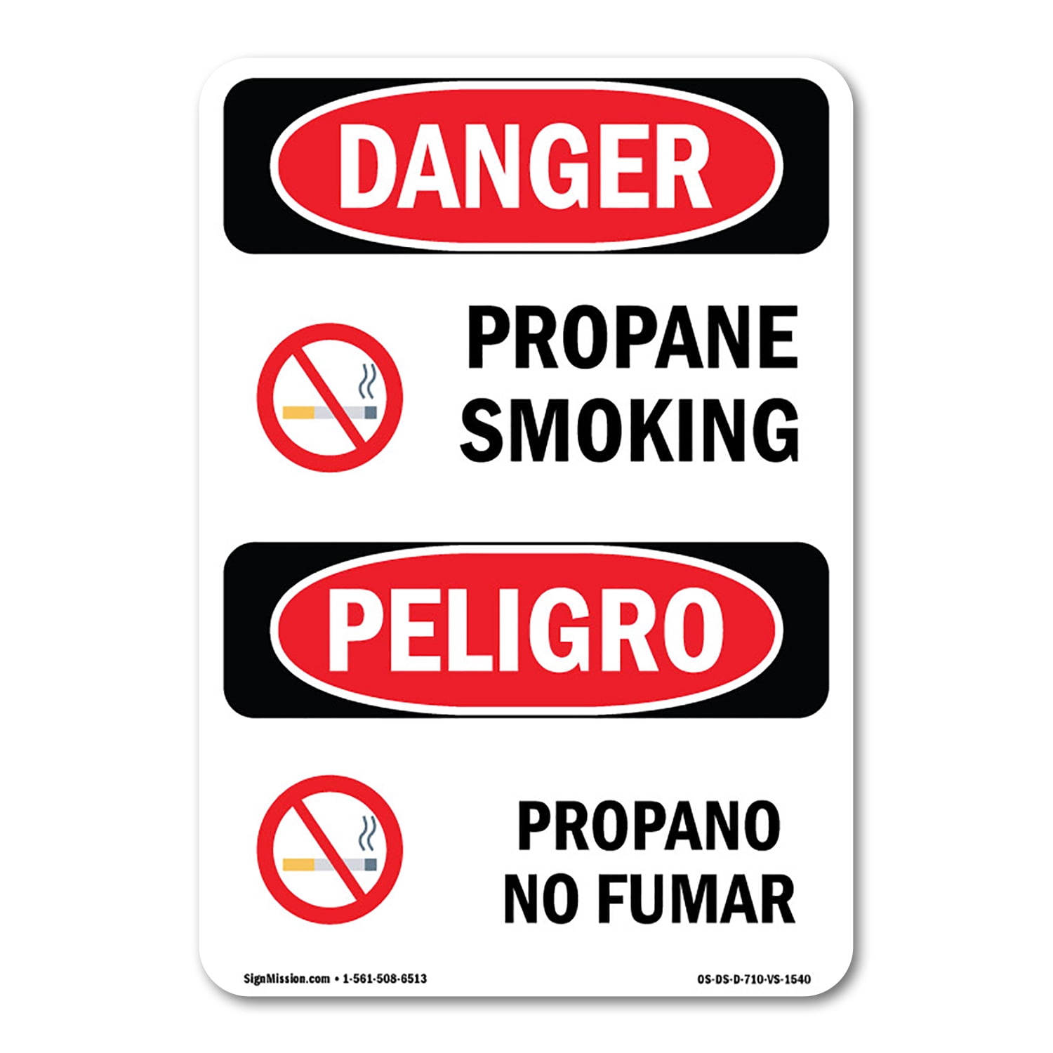 SignMission OS-DS-A-1824-VS-1540 18 x 24 in. OSHA Danger Sign - Propane ...
