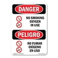 thumbnail image 1 of SignMission OS-DS-A-710-VS-1488 Danger No Smoking Oxygen in Use Bilingual OSHA Aluminum Sign, 1 of 6