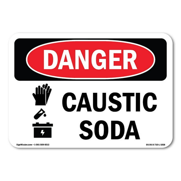 SignMission OS-DS-D-1014-L-1058 OSHA Danger Sign - Caustic Soda