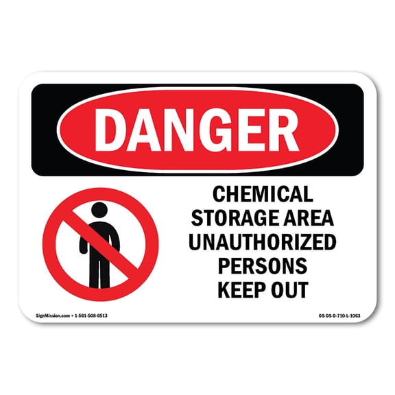 SignMission OS-DS-D-1014-L-1063 OSHA Danger Sign - Chemical Storage Area Keep Out