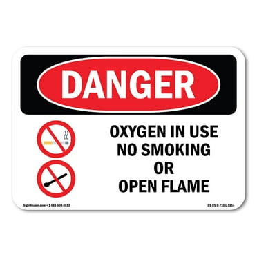 SignMission OS-DS-D-1014-L-1514 OSHA Danger Sign - Oxygen in Use No Smoking or Open Flame